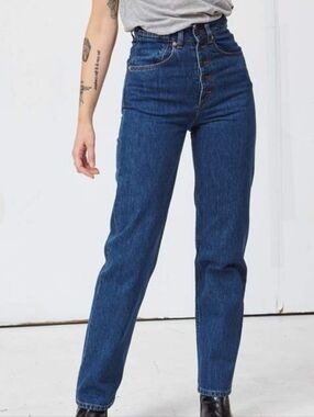 Decade Studio "Bonnie" Dark Blue Button-Fly Jeans